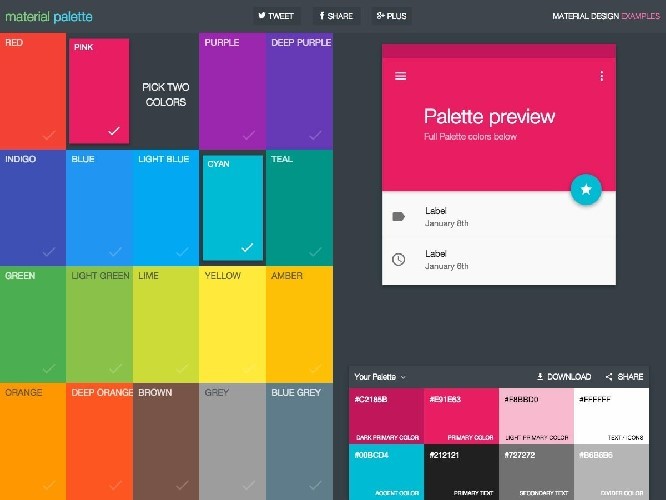 Pallete material design color