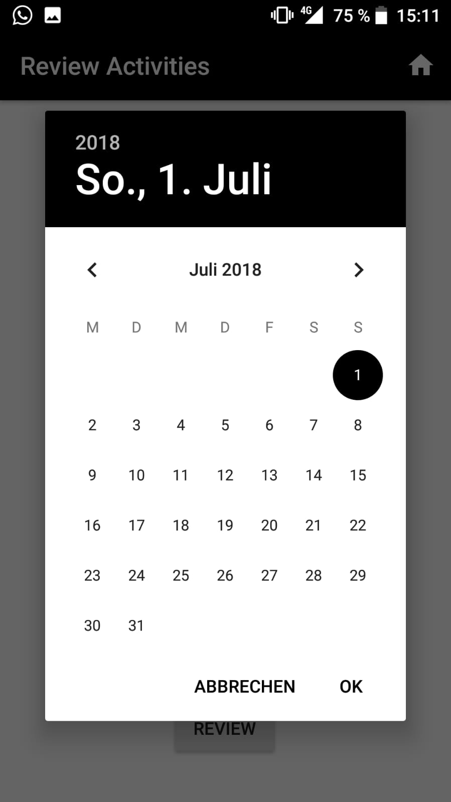 Select date and time